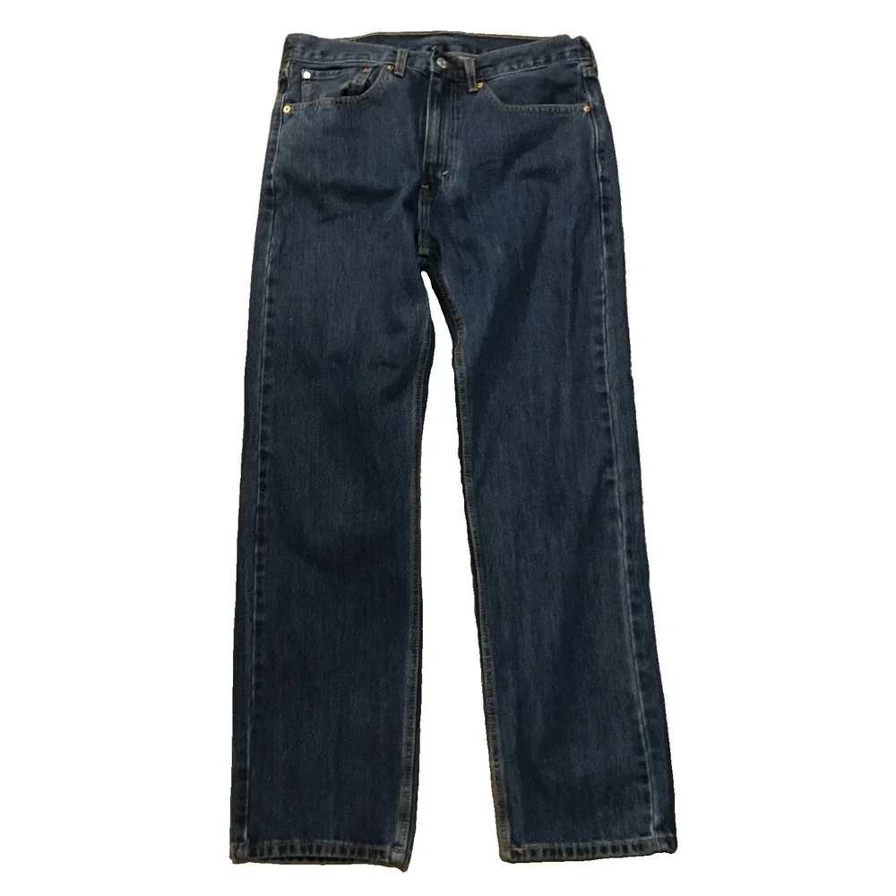 Men's Levis Jeans Size 34x32 Style 505 Straight Leg Dark Wash